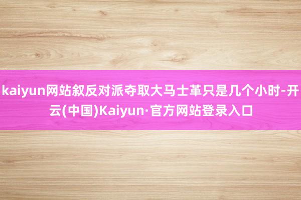 kaiyun网站叙反对派夺取大马士革只是几个小时-开云(中国)Kaiyun·官方网站登录入口