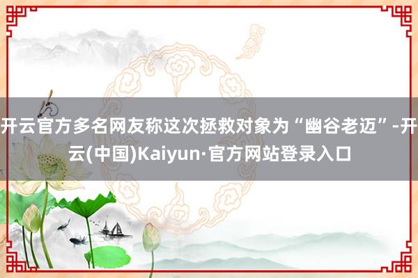 开云官方多名网友称这次拯救对象为“幽谷老迈”-开云(中国)Kaiyun·官方网站登录入口